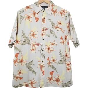 Croft & Barrow Hawaiian Tropical Button Up Short Sleeve Shirt M Tiki Polynesian